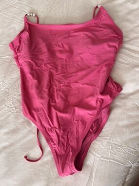 Shade & Shore Hot Pink One-Piece Swimsuit with Pearl-Strap Detail